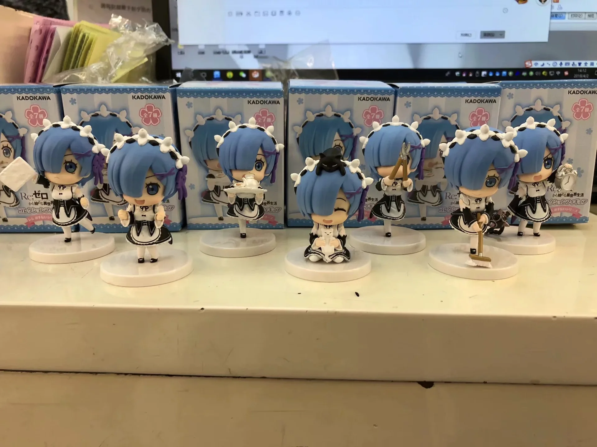 

7pcs/set Anime Re:Life in a different world from zero Rem Maid Wear Ver. PVC Action Figure Collectible Model Toys Doll 8cm T30