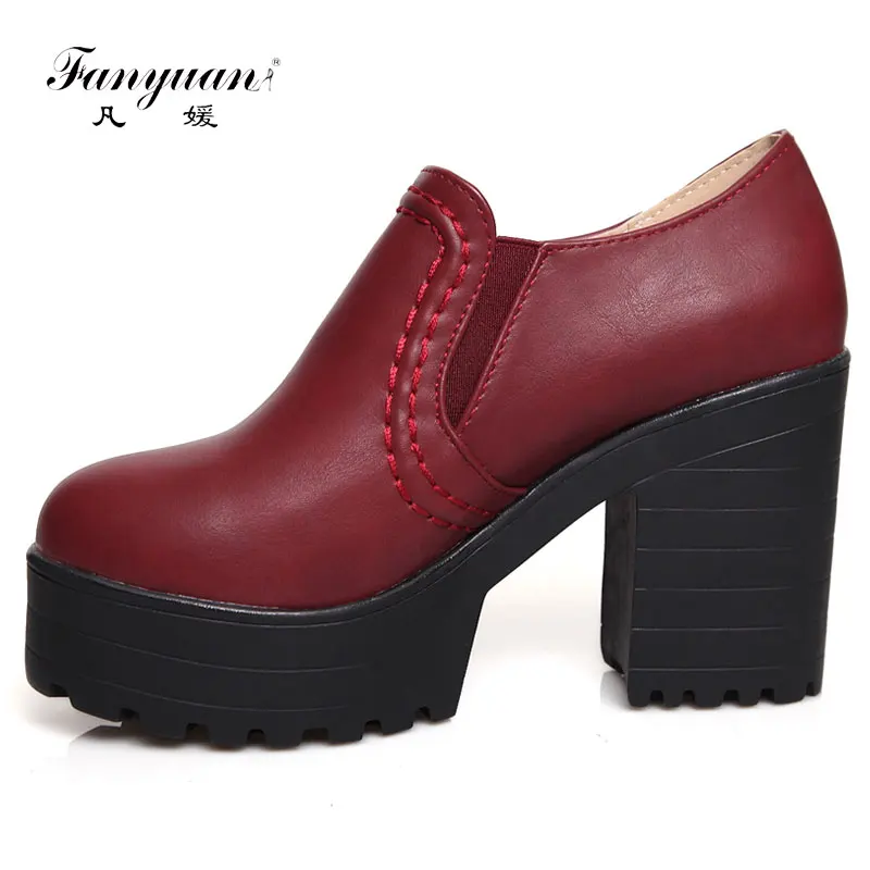 Женские туфли ручной работы Fanyuan демисезонные из искусственной кожи на высоком