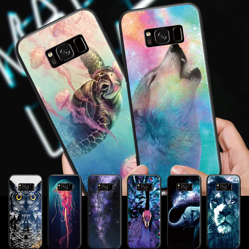 Красочный волк, сова, Лев, павлин, животный рисунок для samsung Galaxy S6, S7 Edge, S8, S9 Plus, Note 3, 4, 5, 8, 9, жесткий чехол для телефона