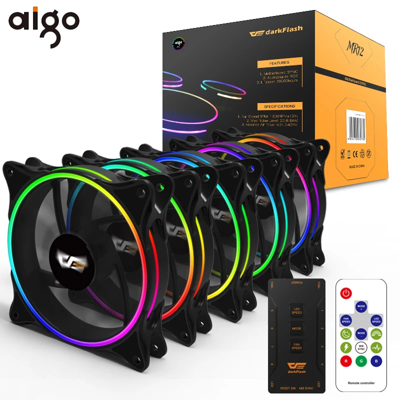 Aigo чехол для компьютера вентиляторы RGB Регулировка 120 мм тихий ИК пульт