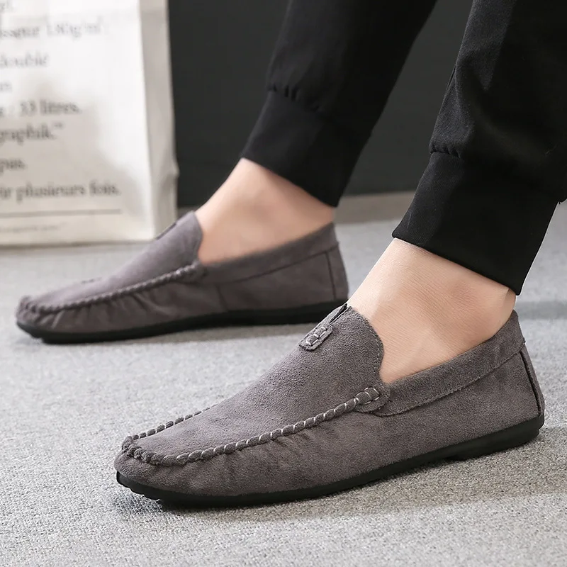 New Arrival Men Casual Shoes Fashion Solid Flock Low Price Mens High Quality Man Bean Slip On Flats Loafer 2019 Spring | Обувь