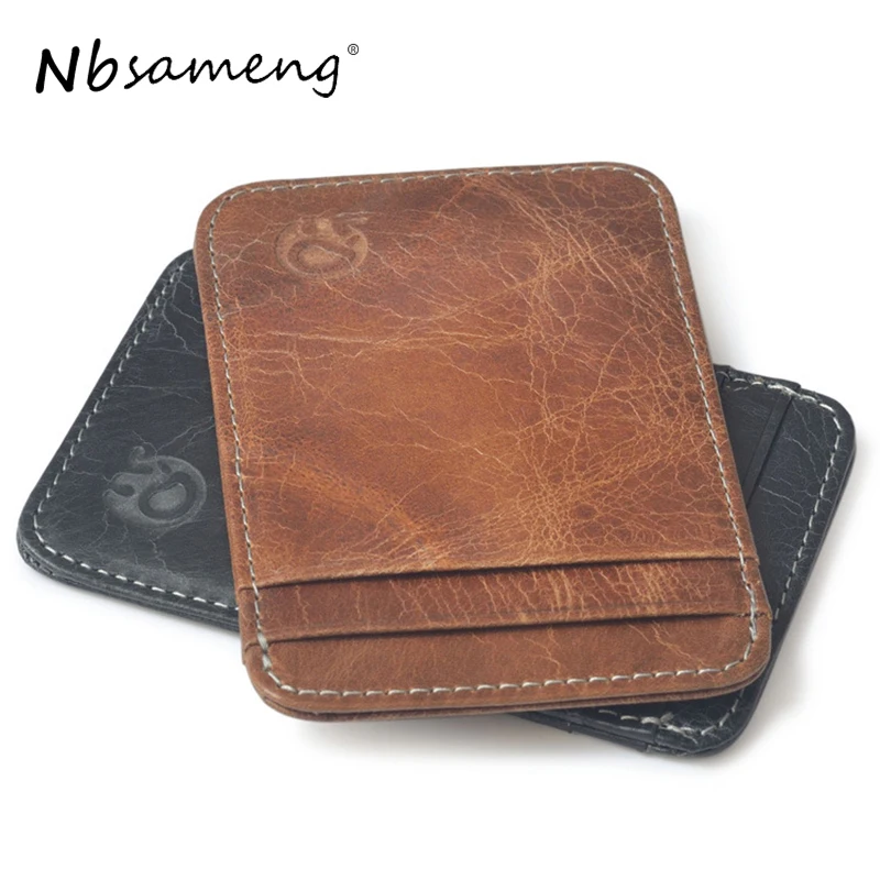 Мода 100% из натуральной кожи на тонком Банк Кредит Card Case Mini Wallet Для мужчин шины