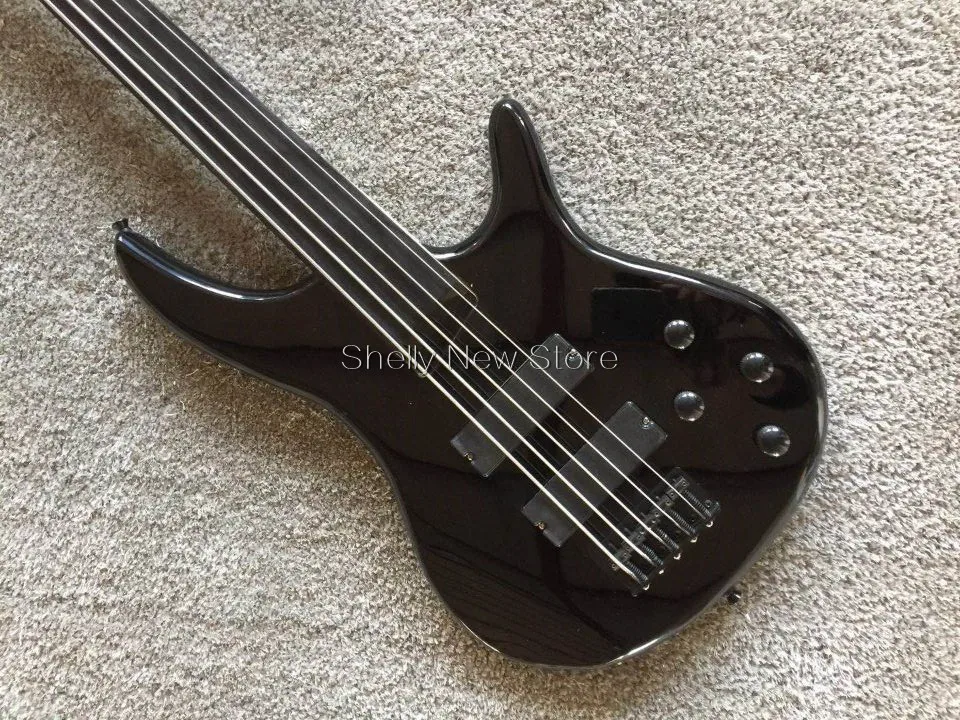 Shelly магазин завод на заказ Черный EVH 5 струнный бас черное дерево без грифа электрическая бас гитара Музыкальные инструменты магазин
