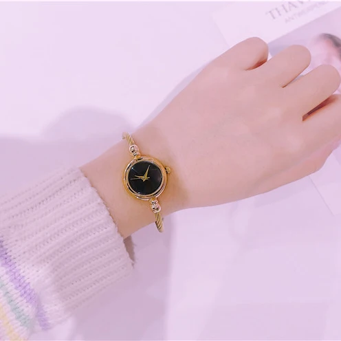 Gold black Минималистичные женские креативные часы, роскошные модные женские часы-браслет, кварцевые наручные часы, подарки - Цвет: Gold black