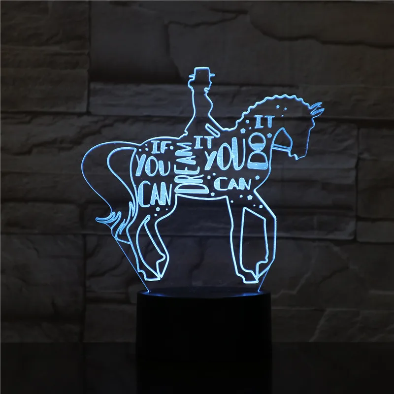 3d лампа для верховой езды на лошади ночник с USB светодиодный светодиодное