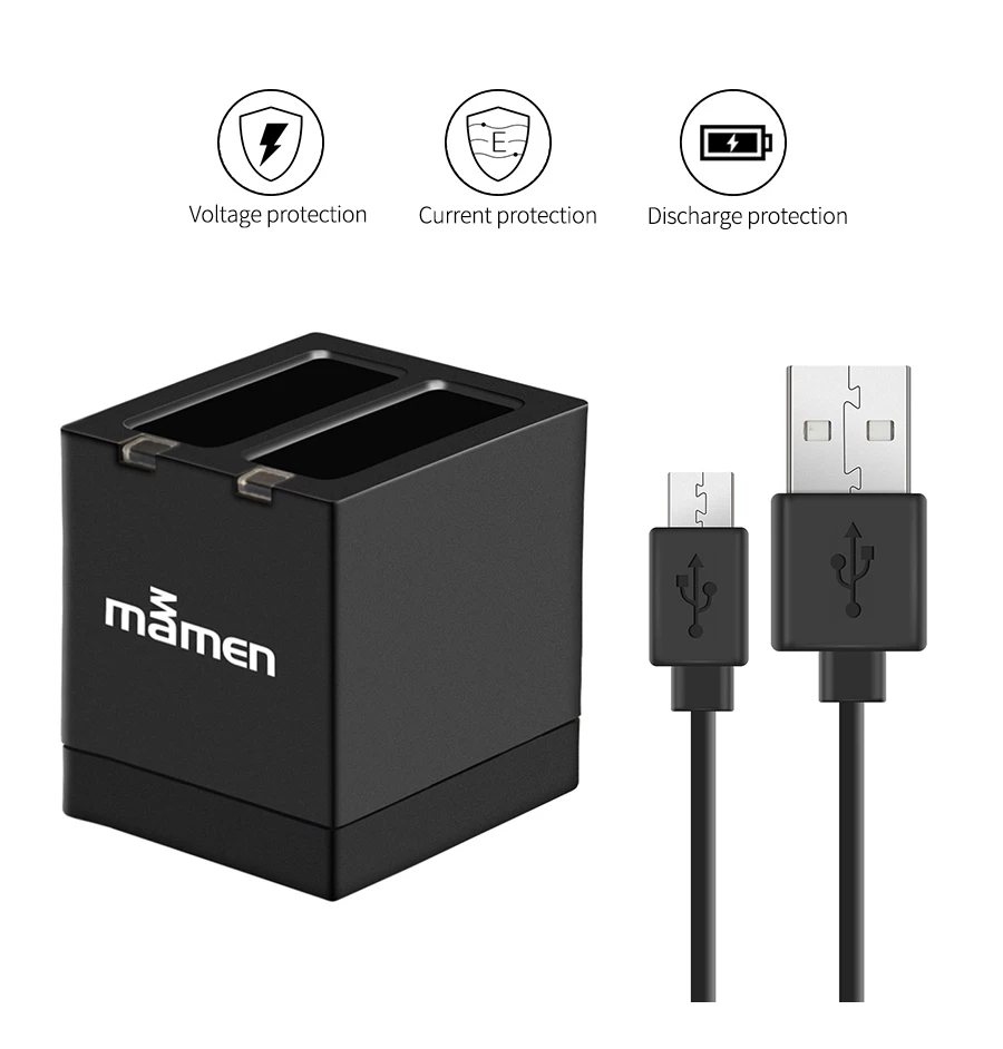 Mamen GoPro AHDBT 501 батарея для спортивной камеры 1650mAh+ type-C двойное зарядное устройство для GoPro Hero 5 6 7 черный аккумулятор для спортивной экшн-камеры