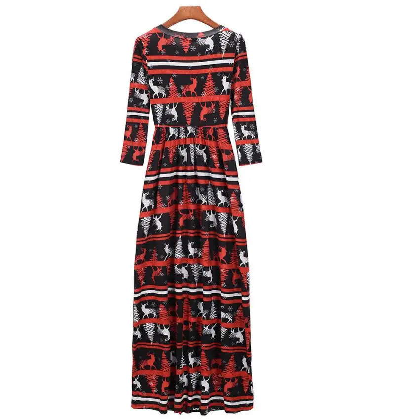 Женское рождественское платье с принтом и длинным рукавом вечерние женские