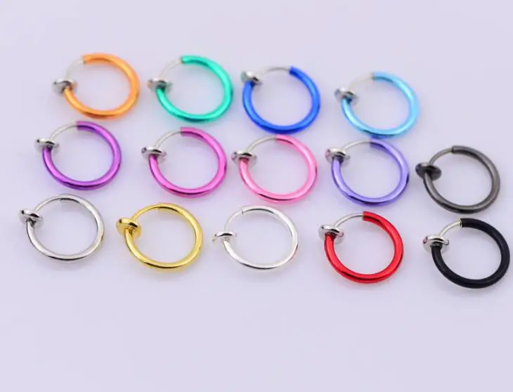 2 Pieces/lot Hoop Rings Fake Nose Ring Clip On Earrings Lip Tragus Helix Earring Body Piercing Jewelry | Украшения и аксессуары