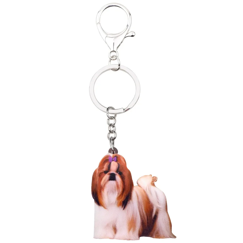Bonsny Милые Акриловые китайские брелки с собакой Shih Tzu модные животными ювелирные