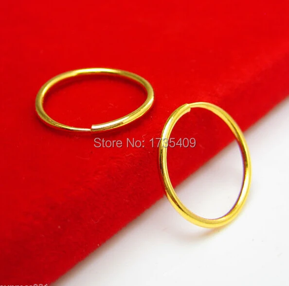 

Real Solid 999 24k Yellow Gold Earrings / Little Circle Hoop Earrings / 1.42g