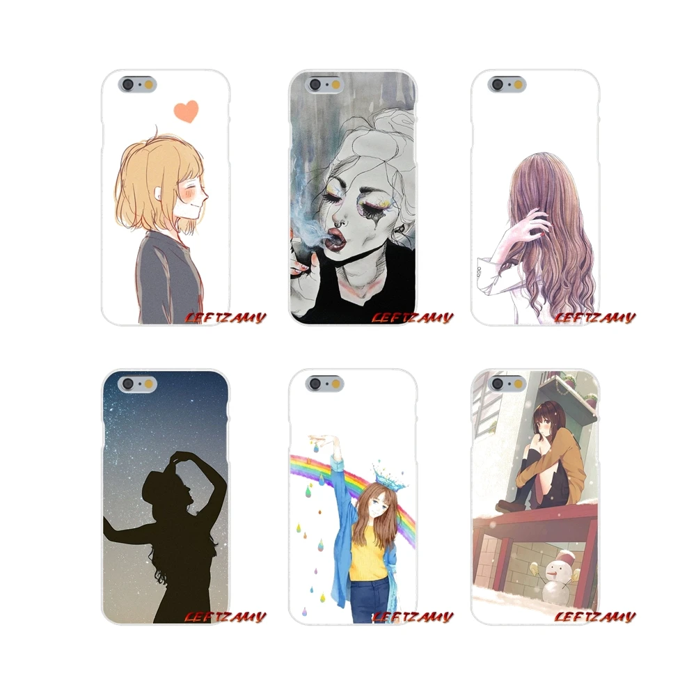 Soft Transparent Shell Covers Cartoon Fashion Girl Painted For Samsung Galaxy S3 S4 S5 MINI S6 S7 edge S8 S9 Plus Note 2 3 4 5 8 | Мобильные