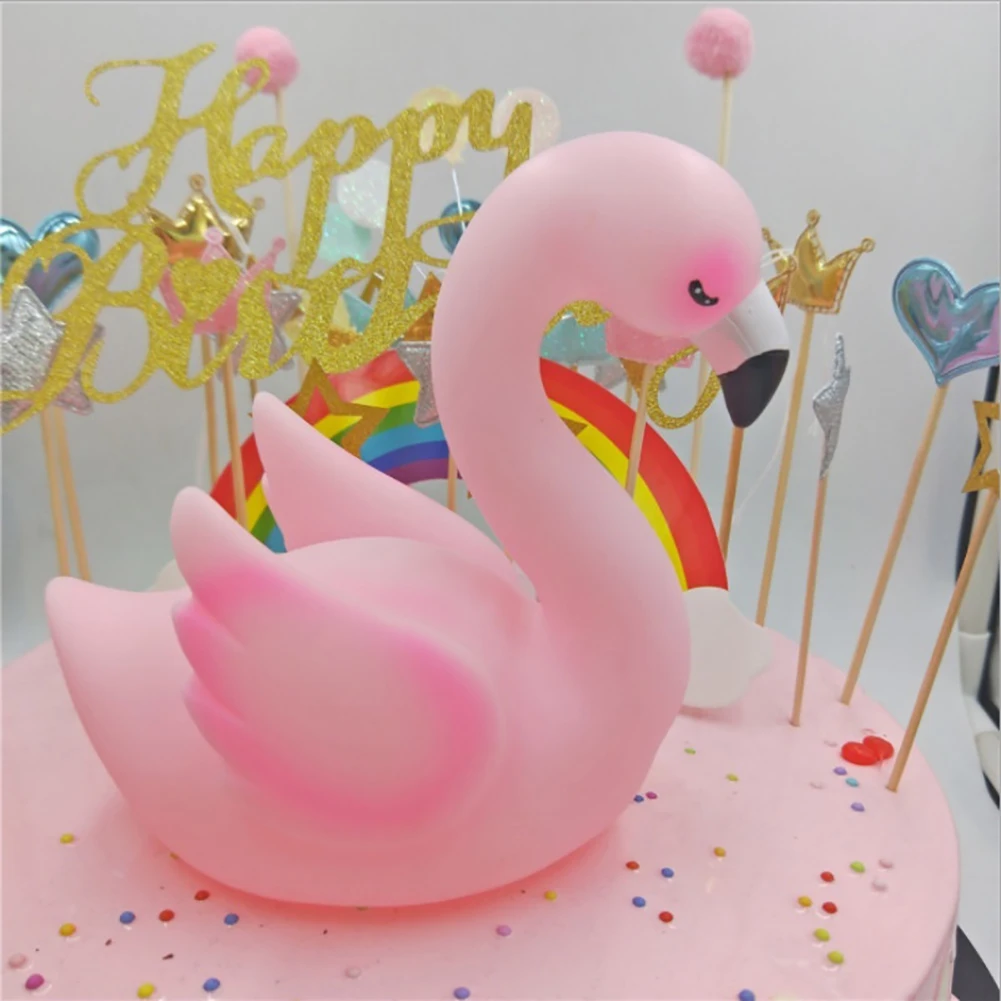 Romantic LED Pink Flamingo Style Novelty 3D Desk Lamp Creative Kids Night Light Bedroom Decorative Lamp Cake Ornament Gift