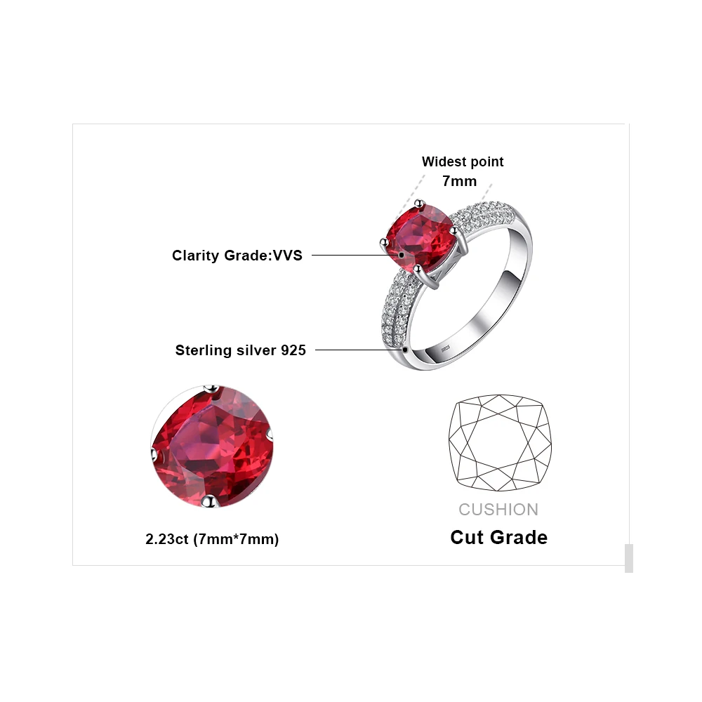 Женское Обручальное Кольцо JewelryPalace серебряное кольцо с красным Рубином 925 пробы