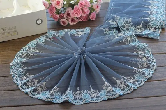 2 ярда кружевная отделка вышитая темно-серая Тюлевая 8 66 дюйма в ширину высокое