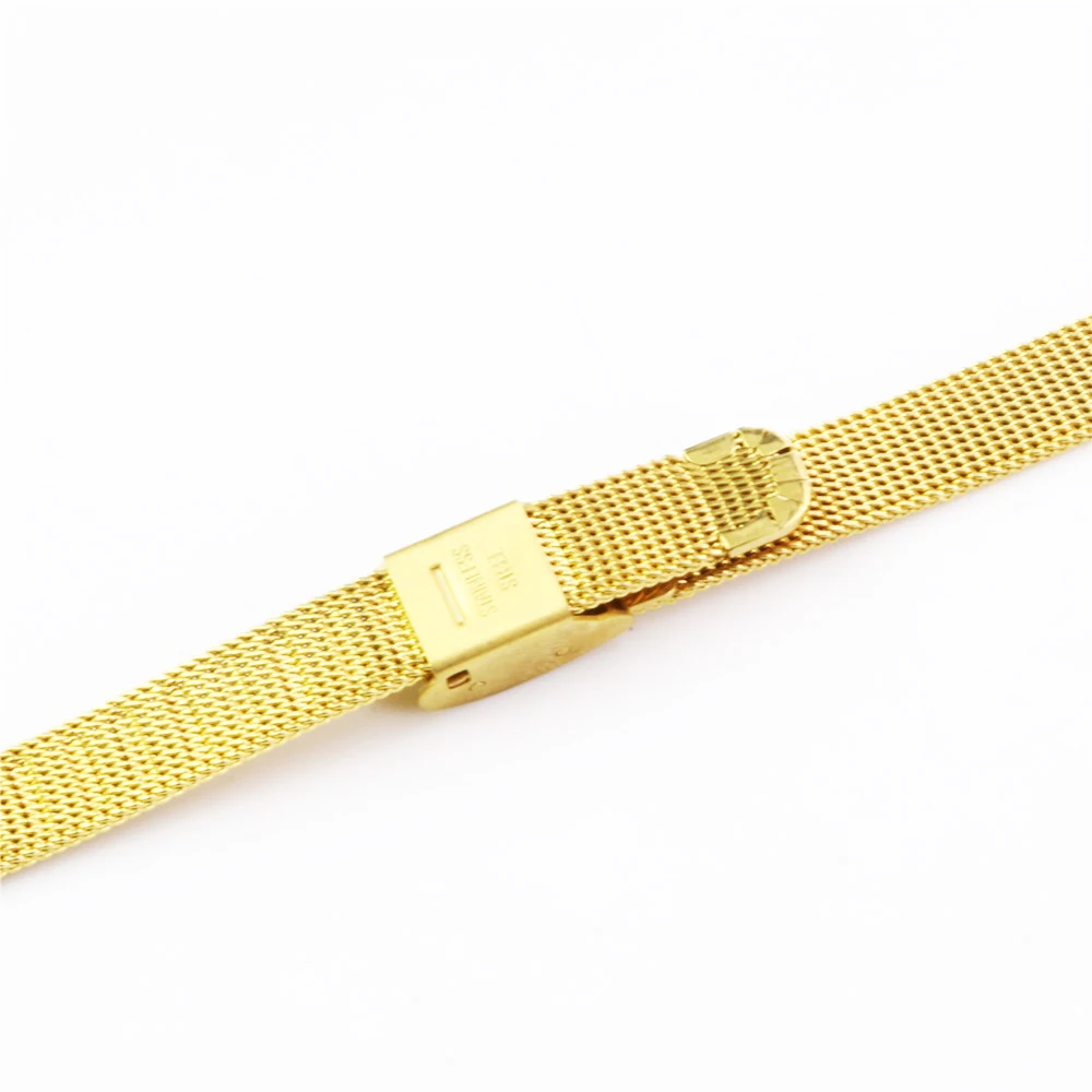 

Way Deng - Women Gold Stainless Steel Metal Milanese Mesh Watchband Hook Buckle Watch Band Strap 8mm 10mm Bracelet - Y159