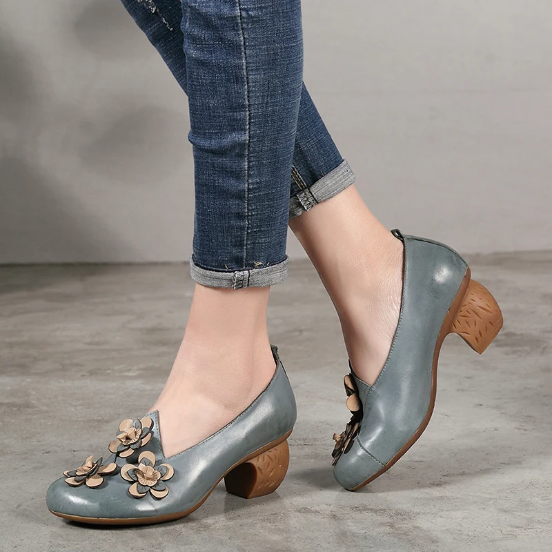 Женские туфли-лодочки ручной работы туфли из натуральной кожи в винтажном стиле