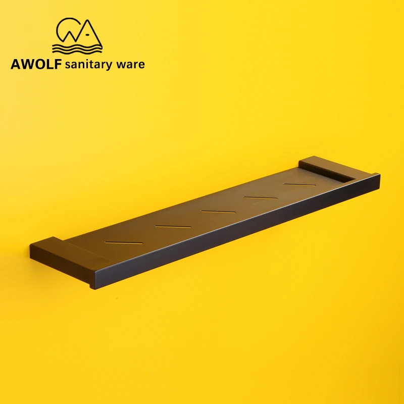 Черный Нержавеющая сталь Ванная комната латунные настенные полки косметический