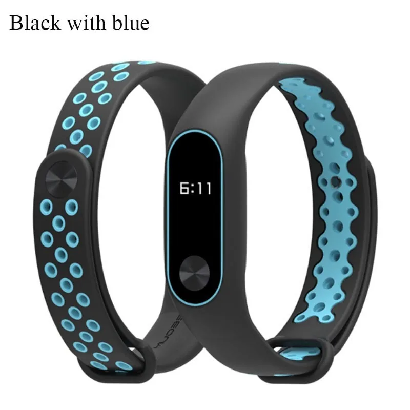 Black with blue NIYOQUE для mi band 2 ремень дышащая Водонепроницаемый впитывает пот и mi 2 диапазона Замена TPU браслет для Xiaomi mi Band 2 - Цвет: Black with blue