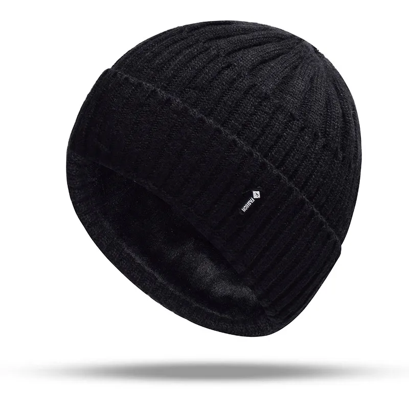 MNKNCL двойной Слои шерстяная вязаная зимняя шапка Утепленная куртка для Для мужчин