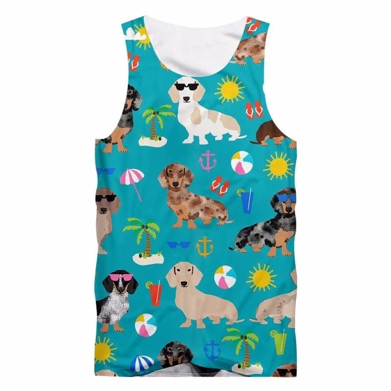 Майка OGKB мужская с 3D принтом солнца и собаки жилет без рукавов в тропическом