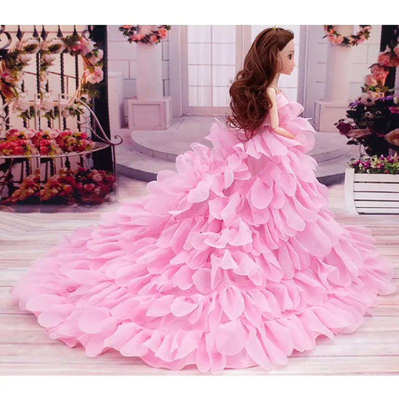 Куклы моды игрушки принцесса вечер свадебное платье одежда носит с вуалью для