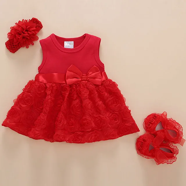 red D69 Г., платье и одежда для новорожденных девочек Летняя Детская праздничная одежда для дня рождения комплект обуви на крестины для детей от 1 года до 2 лет, D69 - Цвет: red D69