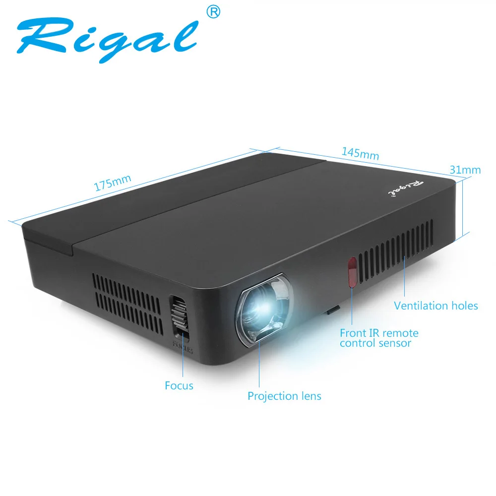 Rigal проектор RD601 со встроенной батареей Android 4.4 WIFI LED MINI DLP 3D Miracast Bluetooth домашний