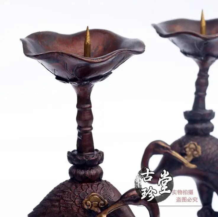 Китайские из чистой бронзы медный красный коронный кран дракон черепаха