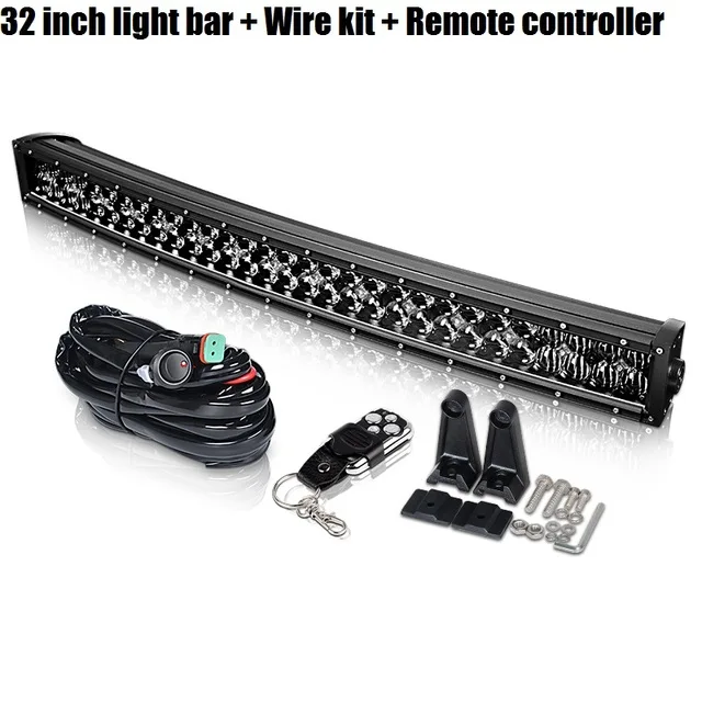 32inch bar Remote DERI 5D 22 32 42 дюймов черный объектив 200 Вт 300 Вт 400 Вт изогнутый СВЕТОДИОДНЫЙ рабочий светильник для LADA Jeep Dodge Toyota SUV ATV внедорожный пикап - Цвет: 32inch bar Remote
