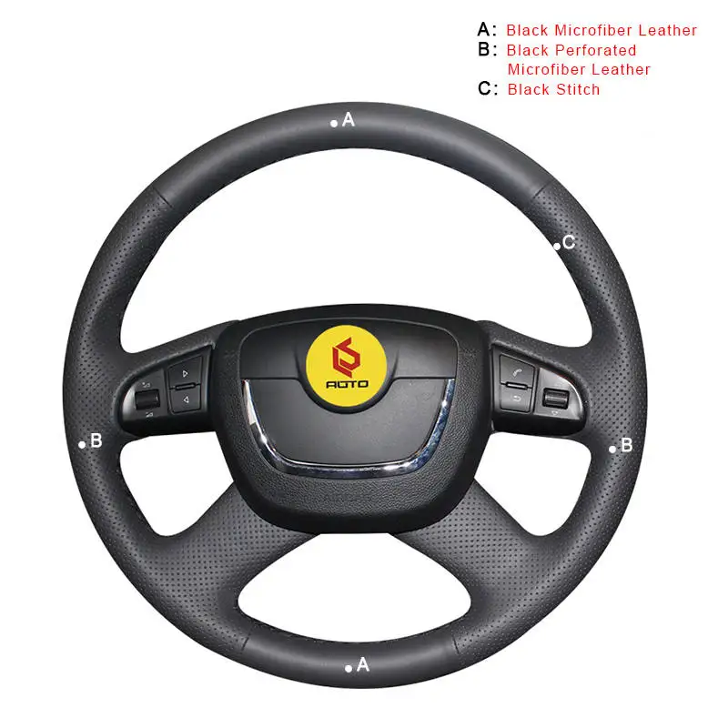 Microfiber Leather Авто оплетка на руль Крышка для Skoda Octavia a5 Superb 2012 2013 Fabia 2010- внутренние Чехлы рулевого колеса автомобиля - Название цвета: Microfiber Leather