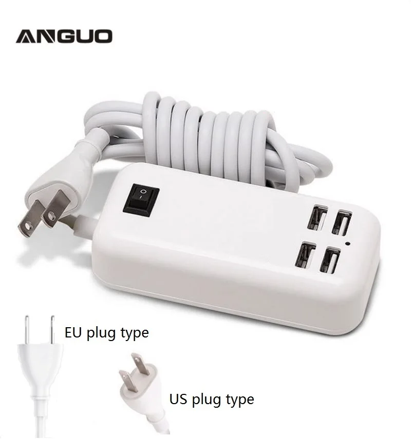 Аньго 10 шт./лот 4 порта телефон зарядное устройство 15 Вт 3A док USB совместимый для