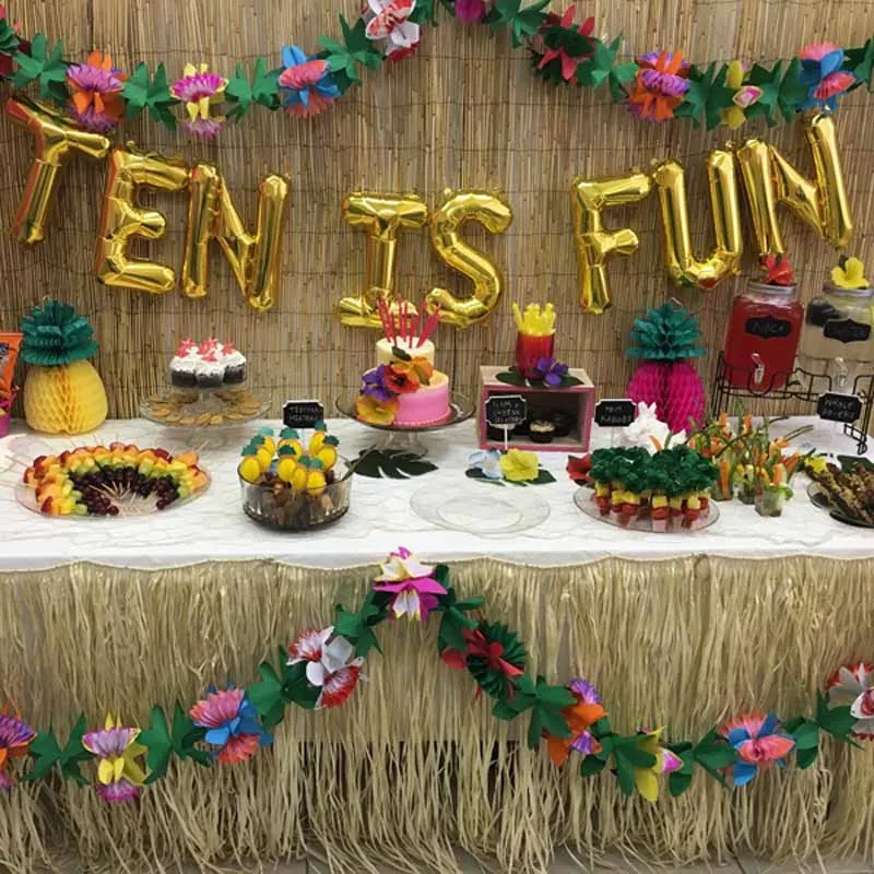 Тканевая Цветочная Гирлянда для лета Гавайский тропический Luau пляжные вечерние Moana Тематические элементы джунгли для дня рождения, для свадьбы или «нулевого дня рождения» Украшения