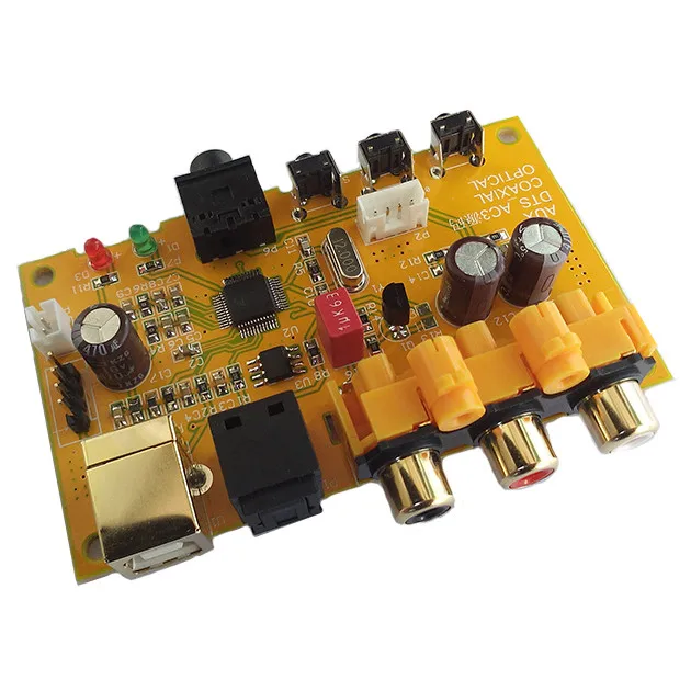 CM108 компьютерная Плата декодера USB 2 0 DAC поддерживает оптоволоконный коаксиальный