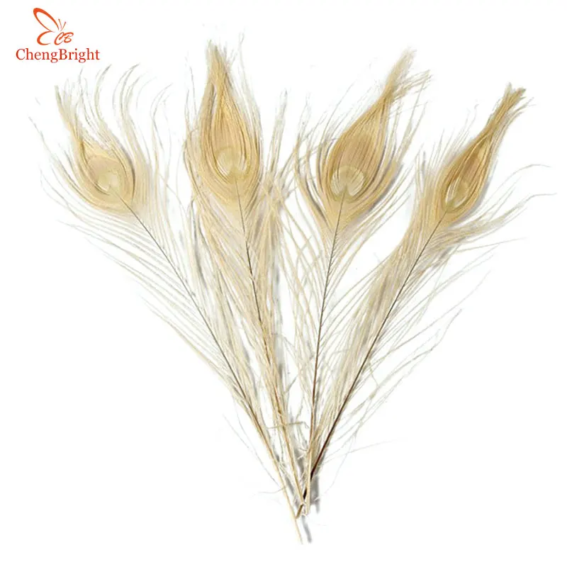 

ChengBright Nice 10 шт./лот, бежевые перышки с натуральным павлиньим пером, длина 25-32 см, 10-13 дюймов, перышки павлина для самостоятельного изготовлени...