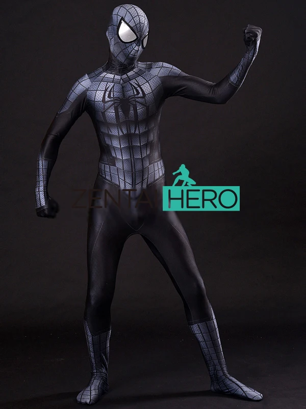 ZentaiHero новый черный бронированный костюм Человека-паука с 3D принтом из лайкры для