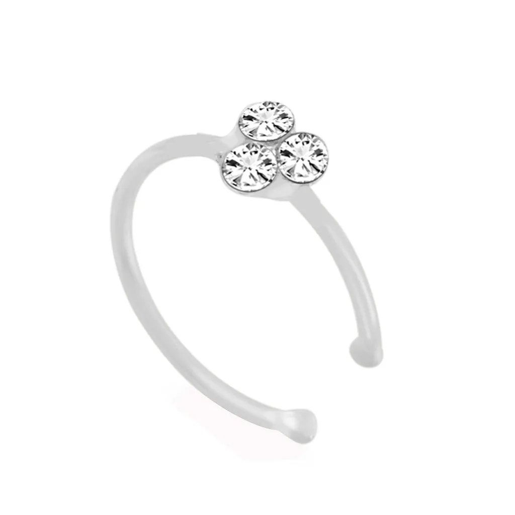 Nose Ring Piercing Jewelry Elegant Clip-on Crystal Thin Hoop-Sparkly Stud Fake A0406 | Украшения и аксессуары
