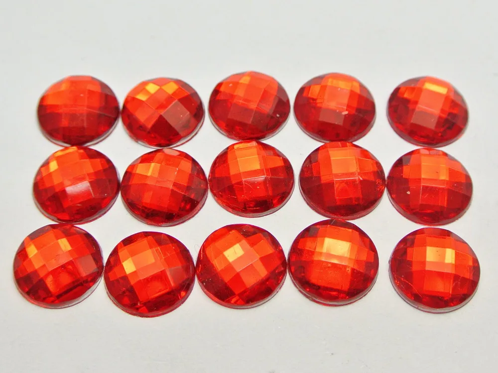 

200 Red Acrylic Flatback Rhinestone Faceted Round Gems 12mm No Hole