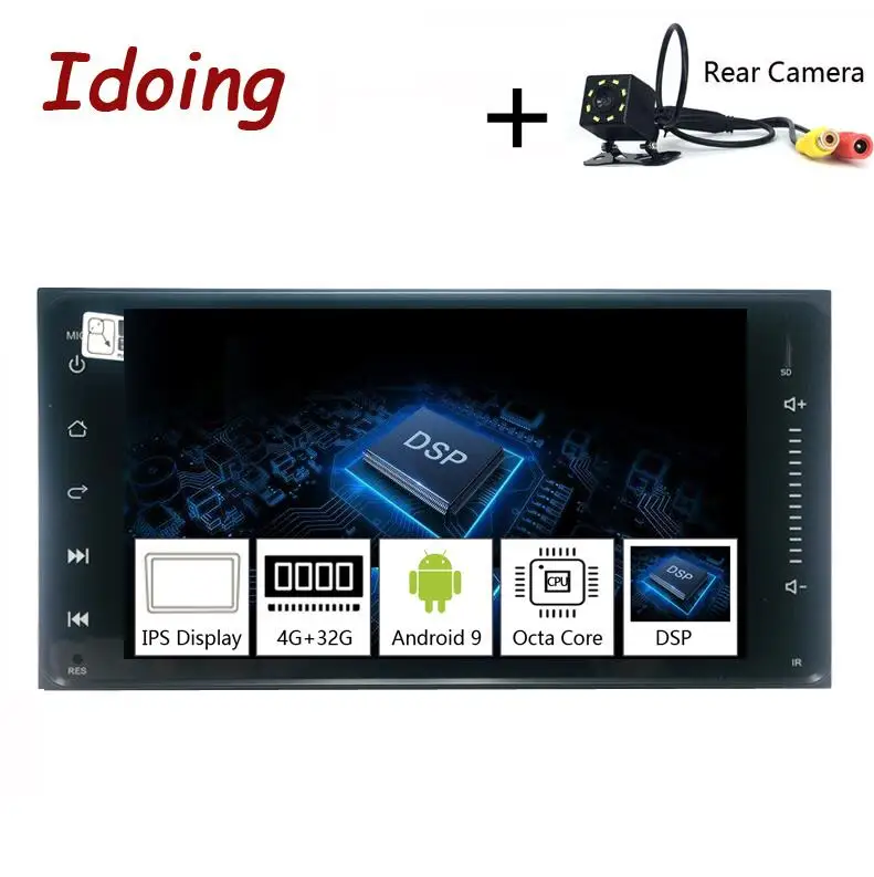 Standard with Camera Idoing " 1 Din Android 9,0 автомобильный Радио gps мультимедийный плеер для Toyota универсальный ips экран 4G Ram 64G Rom Восьмиядерный навигатор - Цвет: Standard with Camera
