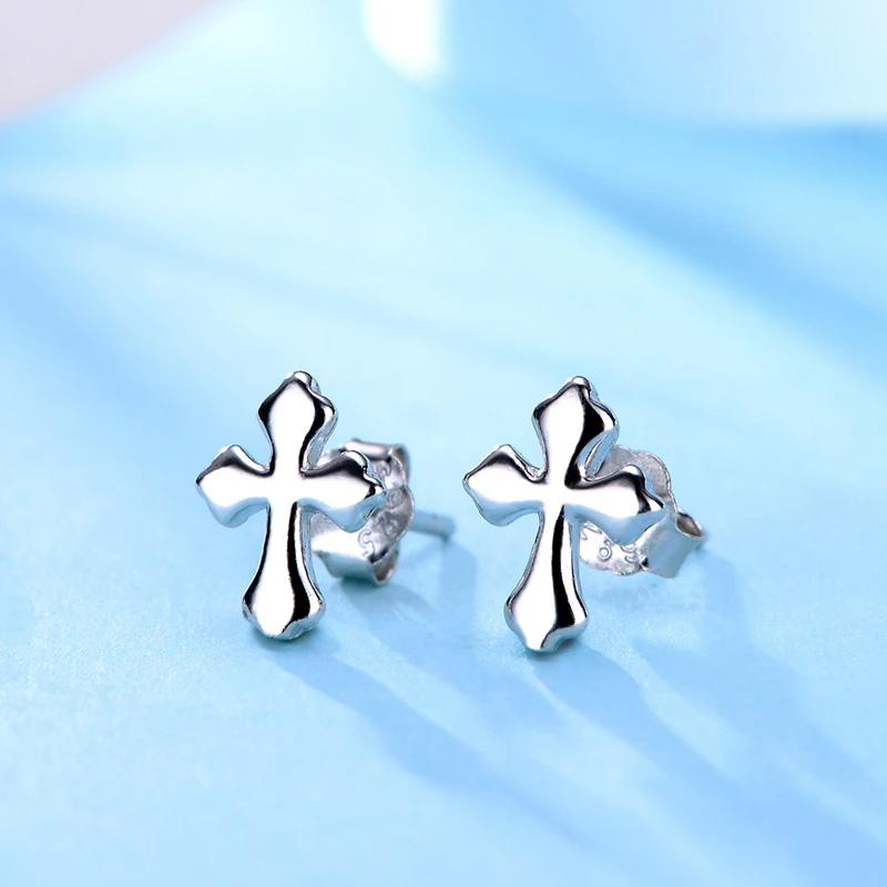 Wholesale Price 925 Sterling Silver Cross Stud Earrings Original Design Pierced Ears Excellent Earring Gift For Men Women | Украшения и
