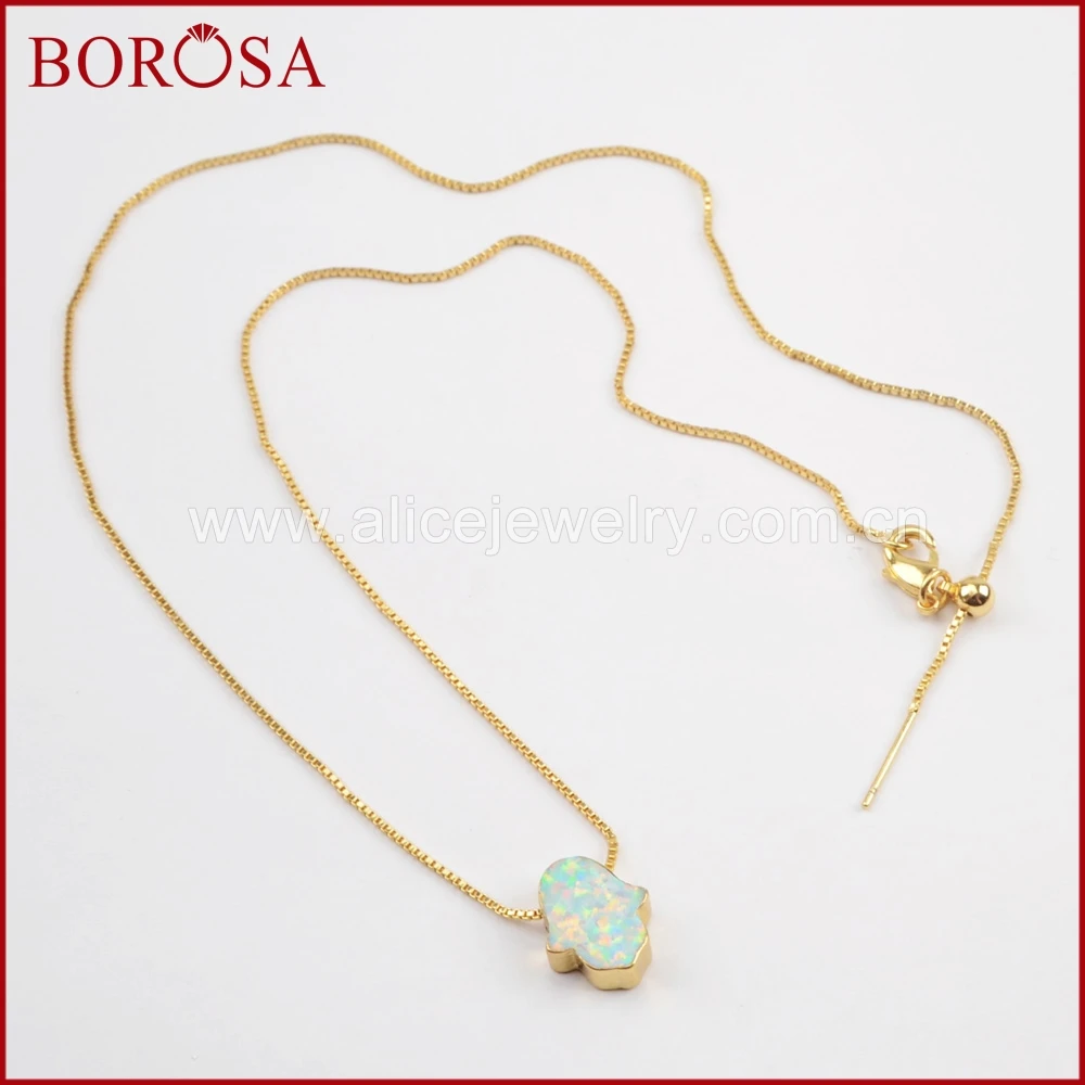Женский кулон с опалом BOROSA белый и синий японский опал золотой ожерелье G1494 |