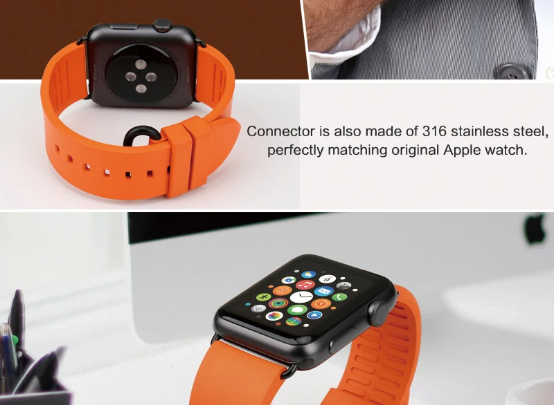 MAIKES Roes аксессуары для красных часов Apple Watch Band 44 мм 40 мм спортивный мягкий резиновый ремешок для часов для Apple Watch Band 42 мм 38 мм