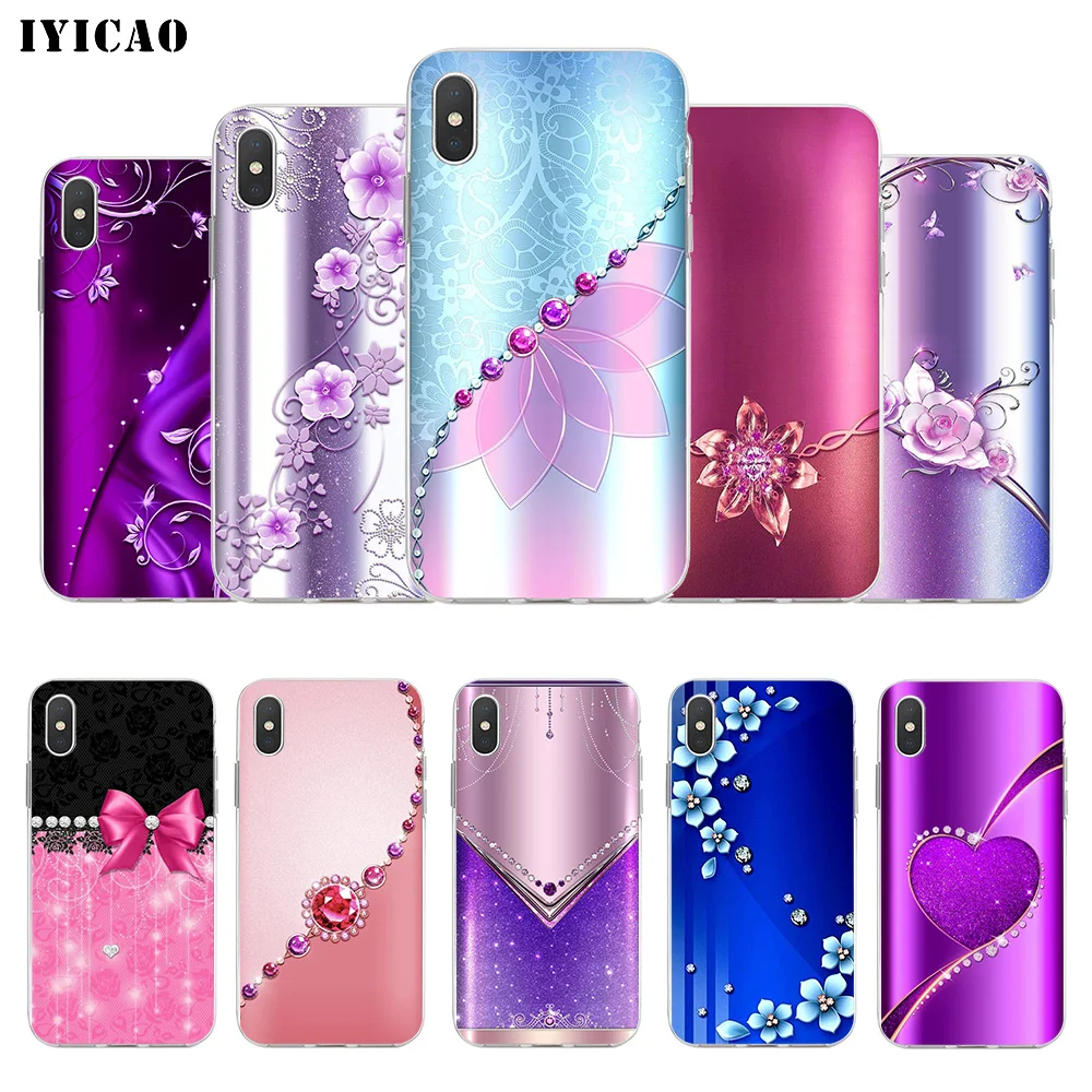 Мягкий силиконовый чехол IYICAO для iPhone X XR XS MAX 6 6s 7 8 Plus 5 SE из ТПУ со стразами и