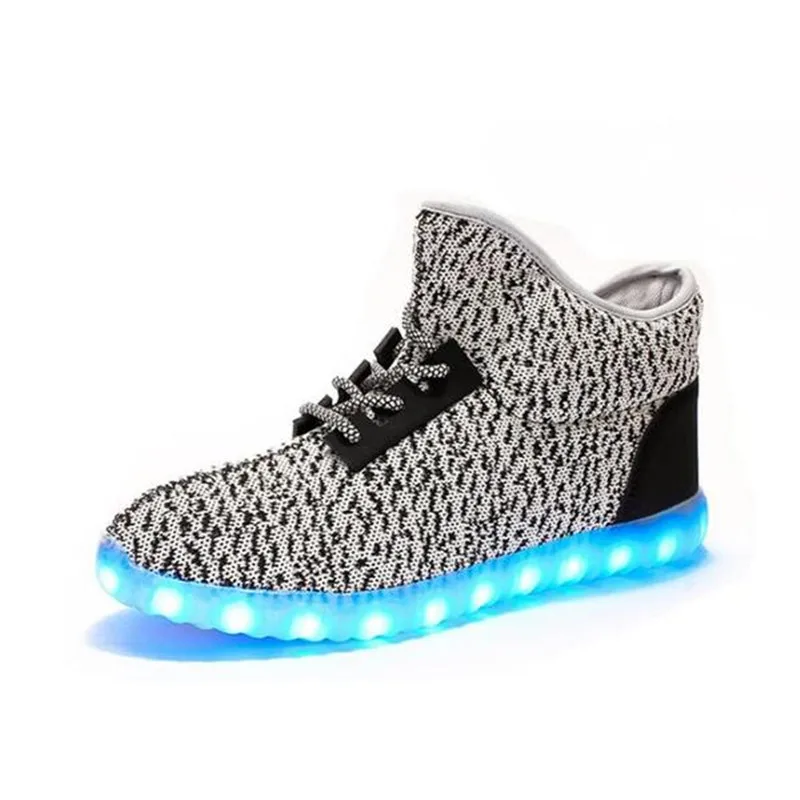 2017LED yeezy high top shoes Man&ampWomen fashion colorful escarpin femme light up sneakers dames schoenen flashing basket | Обувь