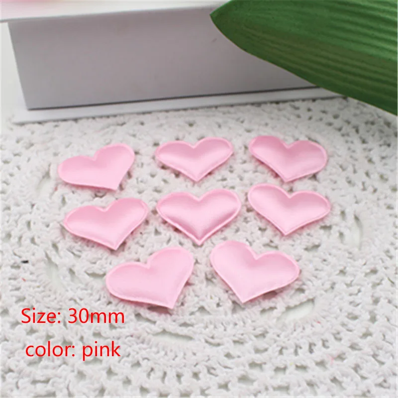 30mm-pink 100 шт шелковая губка атласная ткань Милые Лепестки в форме сердца свадебные конфетти DIY романтические сердца тканевые украшения аксессуары для скрапбукинга - Цвет: 30mm-pink