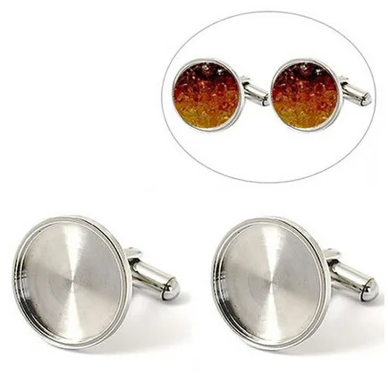 Бесплатная доставка! Пустые запонки круглой формы из нержавеющей стали 18 мм|bezel