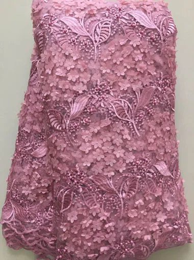 2020 Новая африканская кружевная ткань с бусинами высокое качество 3D цветок