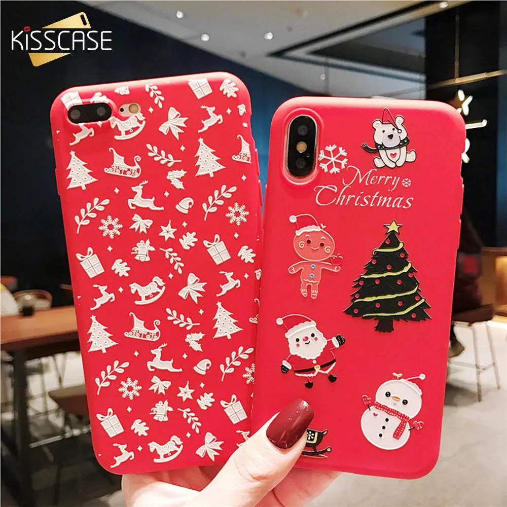 KISSCASE Christmas Phone Case For iPhone 7 8 6S 6 Plus X XS Max XR Cases 2019 New Year Gift Cover 5S SE 5 |