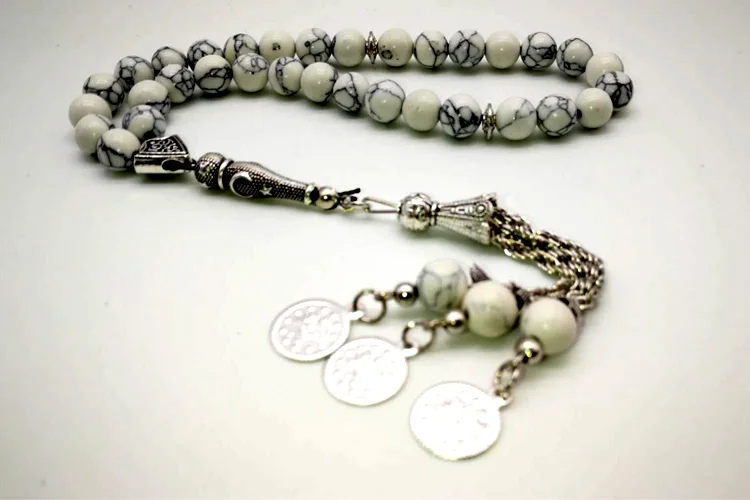 Популярные Tasbih 33 белый камень Fayrouz исламis tasbeeh исламские Четки мусульманские четки