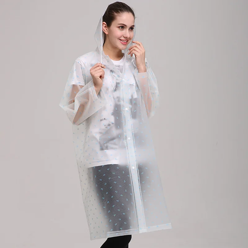 Мода EVA мужчины и женщины Пончо Куртка с капюшоном дамы водонепроницаемый длинный полупрозрачный дождевик взрослых Открытый дождевик