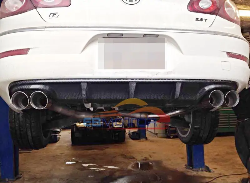 Настоящее углеродное волокно R-Line Стиль диффузор губа на задний бампер спойлер